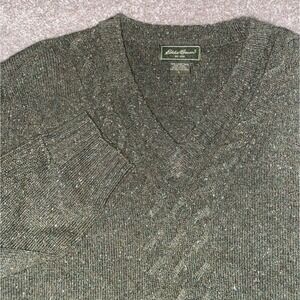 Eddie Bauer Lambswool / Camel Sweater Pullover‎ Green Preppy Holidays Mens Large